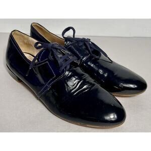 Vintage PRADA Women’s Blue Patent Leather Laced Shoes Oxford EU 38 US 7.5